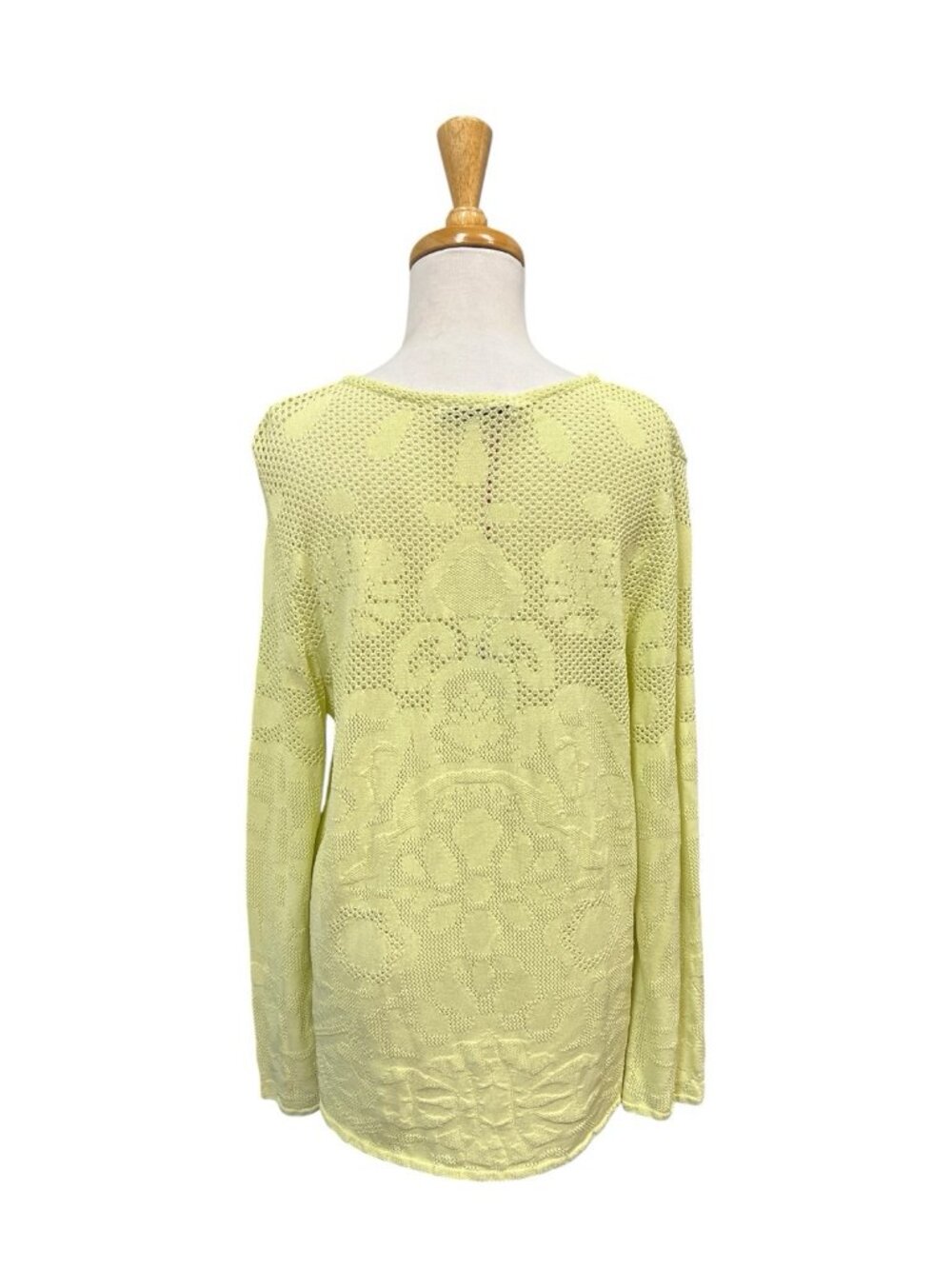 Aldomartins Yellow Open Knit Top Size 14 Pastel Long Sleeves - Picture 3 of 7